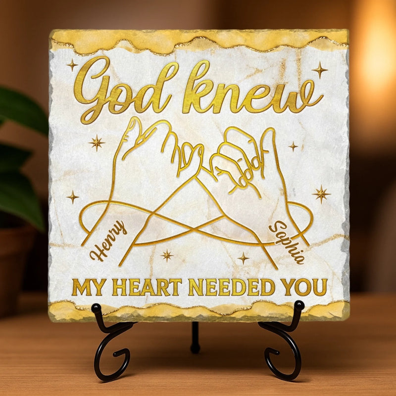 Custom Square Shaped Stone With Stand - Personalized Anniversary Wedding Gifts For Husband And Wife, Him And Her - Holding Love Forever