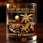 Custom 11oz Whiskey Glass - Personalized Retirement Gifts For Women, Men - Goodbye Tension Hello Pension