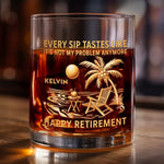 Custom 11oz Whiskey Glass - Personalized Retirement Gifts For Women, Men - Goodbye Tension Hello Pension