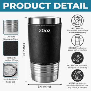 Custom Printed Leather Tumbler - Personalized Birthday Gifts For Brother - Forever Brothers Always Us