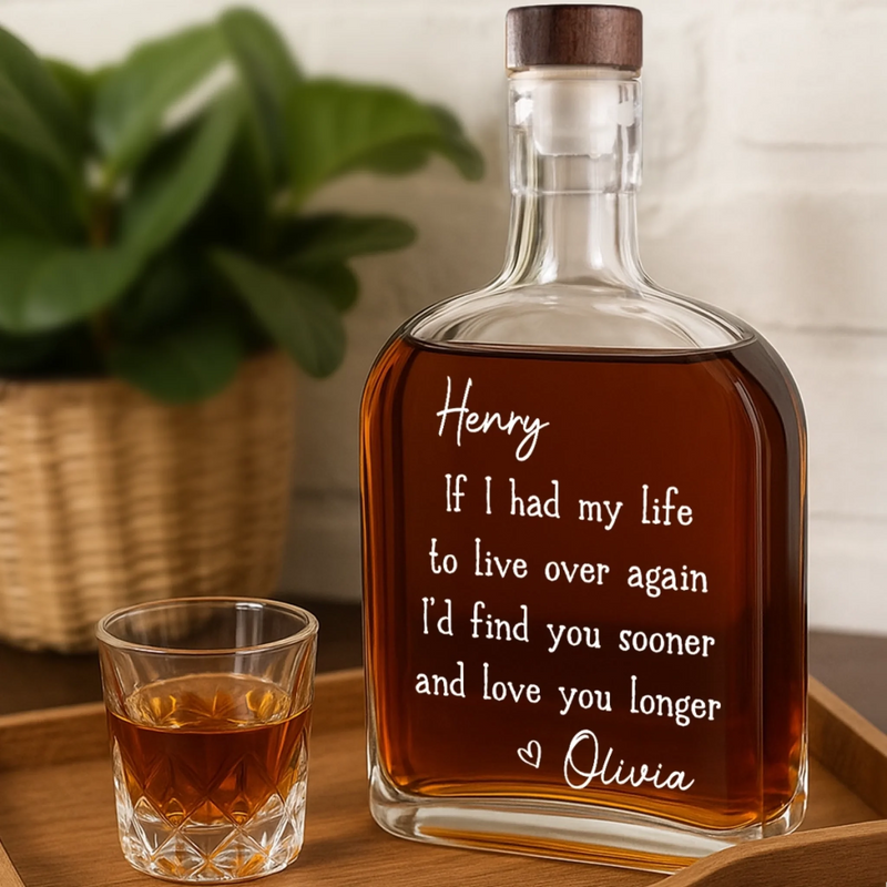 Custom Whiskey Bottle - Personalized Anniversary Wedding Gifts For Husband And Wife, Him And Her - Love Feels Right With You