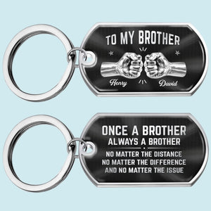 Custom Keychain - Personalized Birthday Gifts For Brother - Side By Side Since Day One