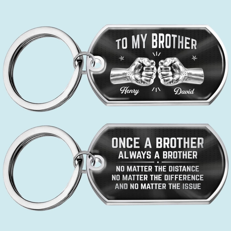 Custom Keychain - Personalized Birthday Gifts For Brother - Side By Side Since Day One