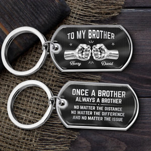 Custom Keychain - Personalized Birthday Gifts For Brother - Side By Side Since Day One