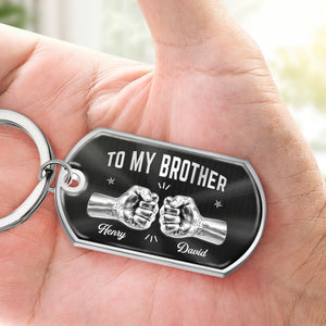 Custom Keychain - Personalized Birthday Gifts For Brother - Side By Side Since Day One
