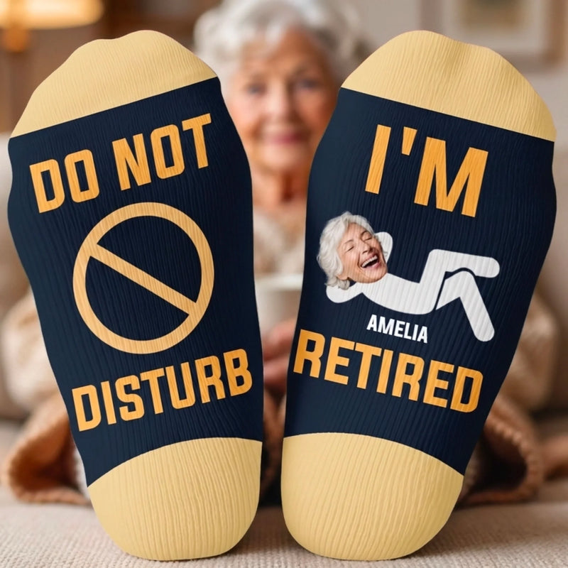 Custom Photo Crew Socks - Personalized Retirement Gifts For Women, Men - Work Free, Stress Free