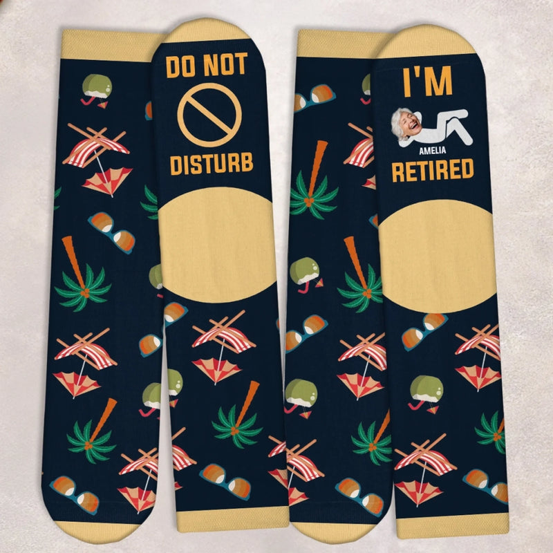 Custom Photo Crew Socks - Personalized Retirement Gifts For Women, Men - Work Free, Stress Free