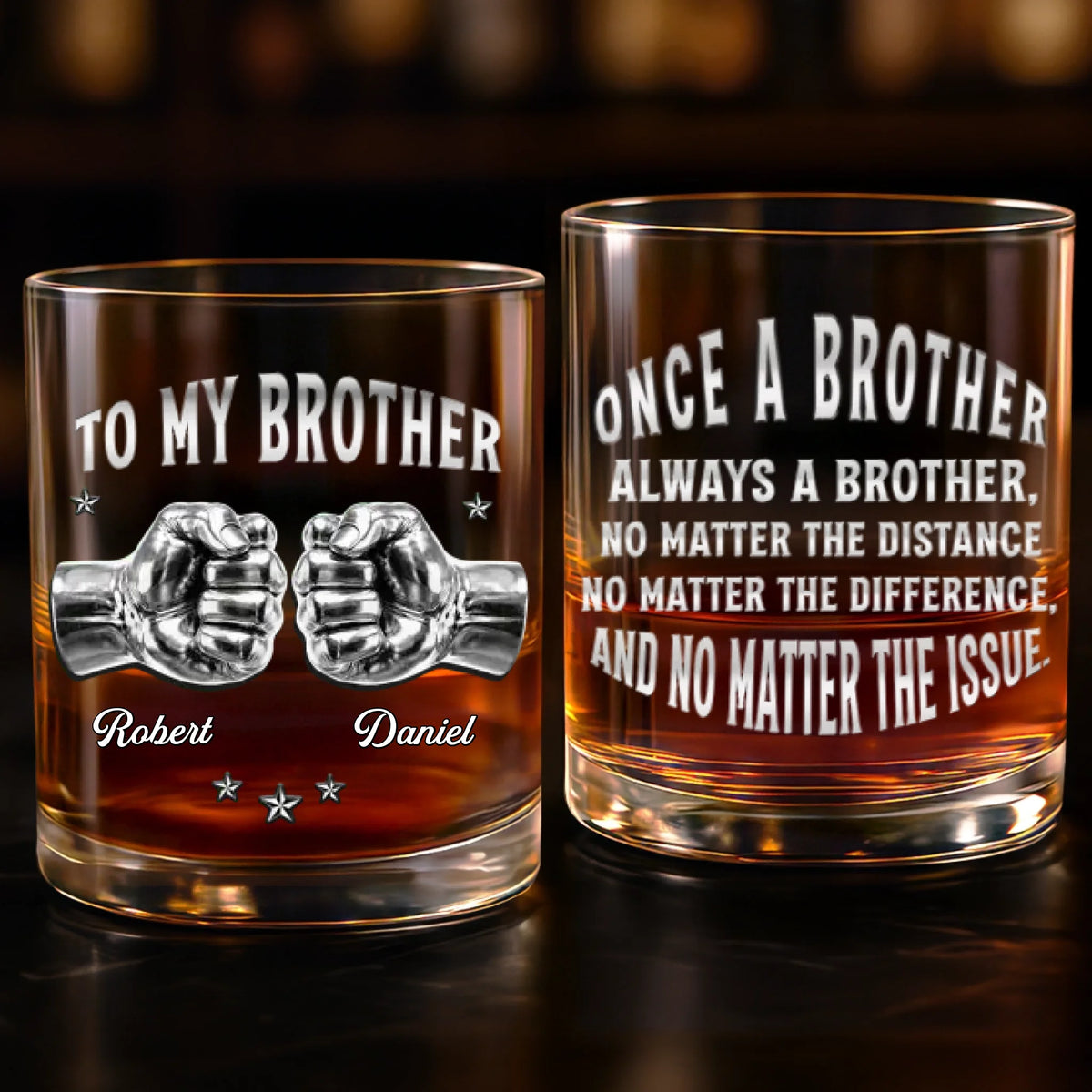 Custom Whiskey Glass - Personalized Birthday Gifts For Brother - A Sip Of Brotherhood