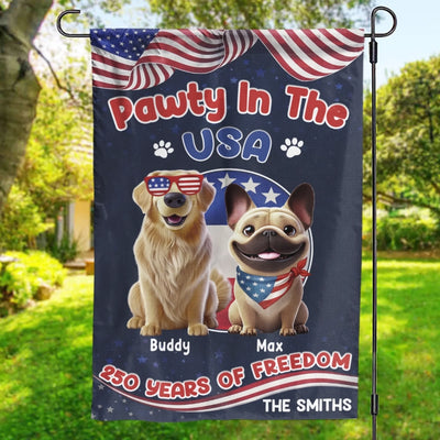 Custom Flag - Personalized America 250th Anniversary Gifts For Dog Cat Lovers, Dog Dad And Mom, Cat Owners - Pawty In The USA