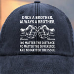 Custom Vintage Washed Denim Baseball Cap - Personalized Birthday Gifts For Brother - Always A Brother