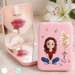 Custom LED Compact Makeup Mirror - Personalized Birthday Gifts For Daughter - Daughter Love Pure And Strong