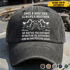 Custom Vintage Washed Denim Baseball Cap - Personalized Birthday Gifts For Brother - Always A Brother
