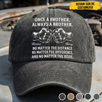 Custom Vintage Washed Denim Baseball Cap - Personalized Birthday Gifts For Brother - Always A Brother