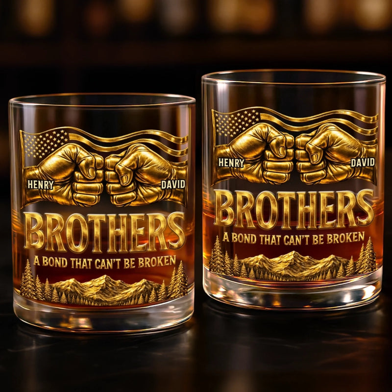 Custom Whiskey Glass - Personalized Birthday Gifts For Brother - Brothers Make Life Stronger