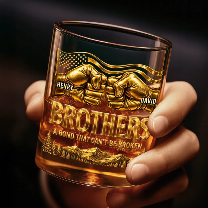 Custom Whiskey Glass - Personalized Birthday Gifts For Brother - Brothers Make Life Stronger