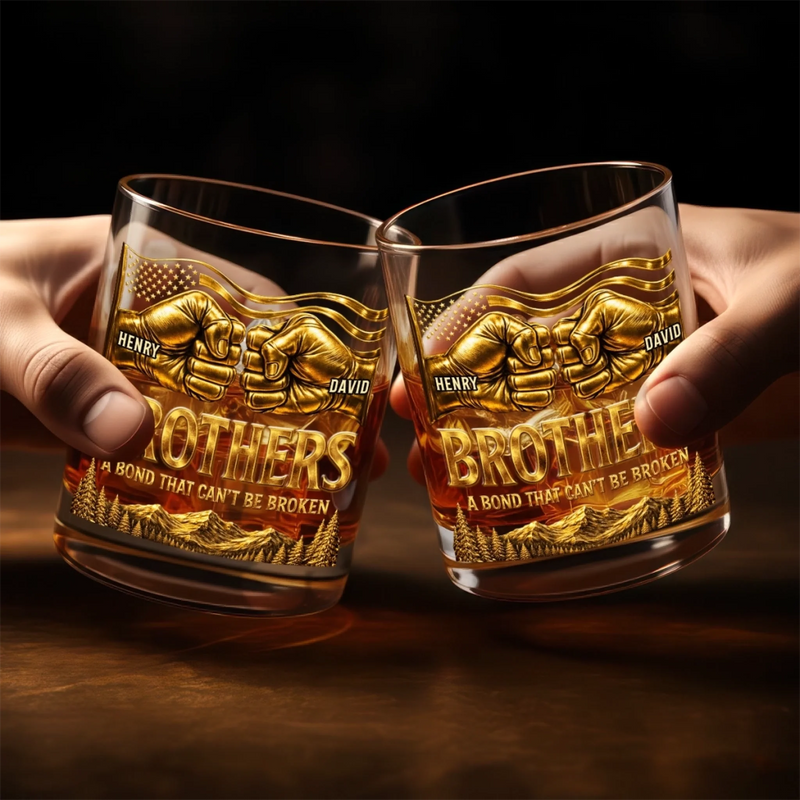 Custom Whiskey Glass - Personalized Birthday Gifts For Brother - Brothers Make Life Stronger