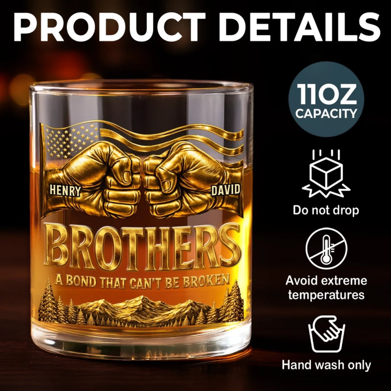 Custom Whiskey Glass - Personalized Birthday Gifts For Brother - Brothers Make Life Stronger