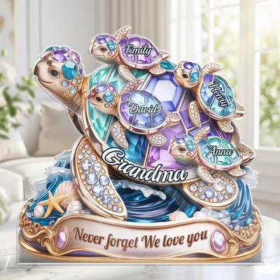 Custom Turtle Acrylic Plaque - Personalized Mother's Day Birthday Gifts For Mom, Grandma - A Journey Held By Love