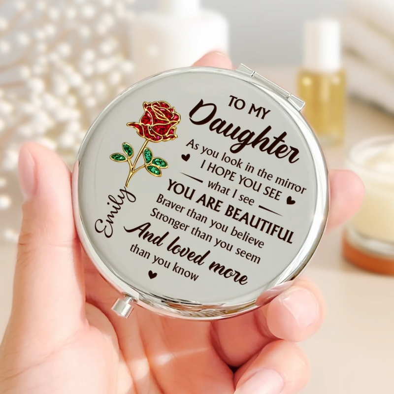 Custom Compact Mirror - Personalized Birthday Gifts For Daughter, Granddaughter - Daughter Is My Greatest Gift