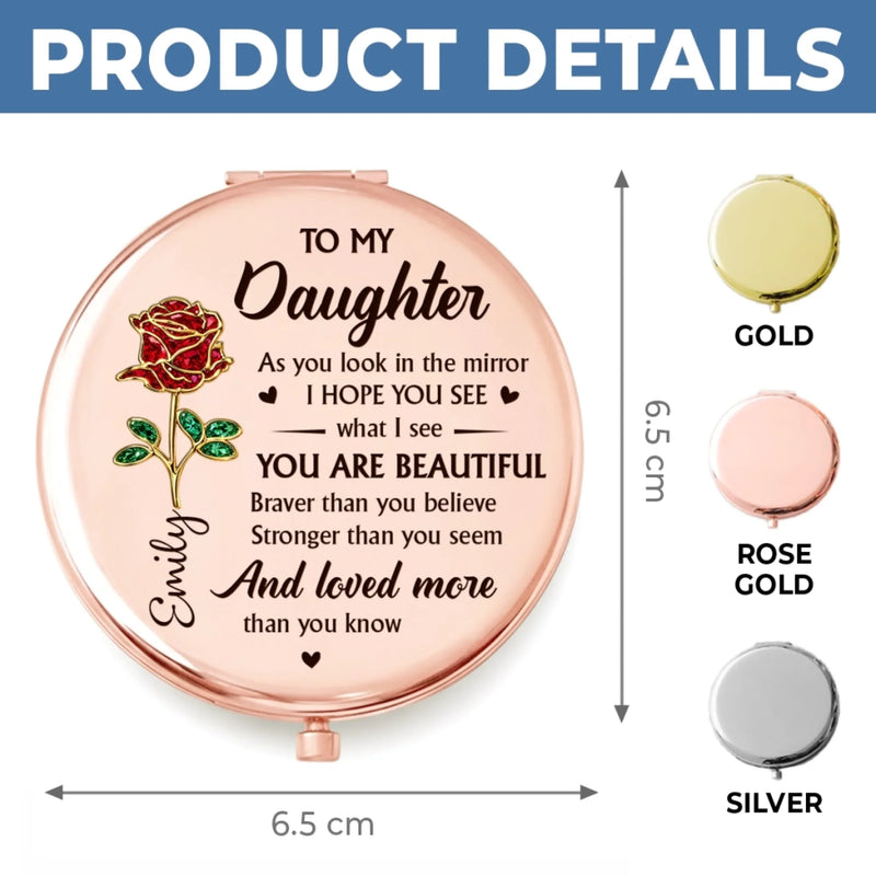 Custom Compact Mirror - Personalized Birthday Gifts For Daughter, Granddaughter - Daughter Is My Greatest Gift
