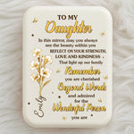 Custom LED Compact Makeup Mirror - Personalized Birthday Gifts For Daughter, Granddaughter - My World Is Daughter