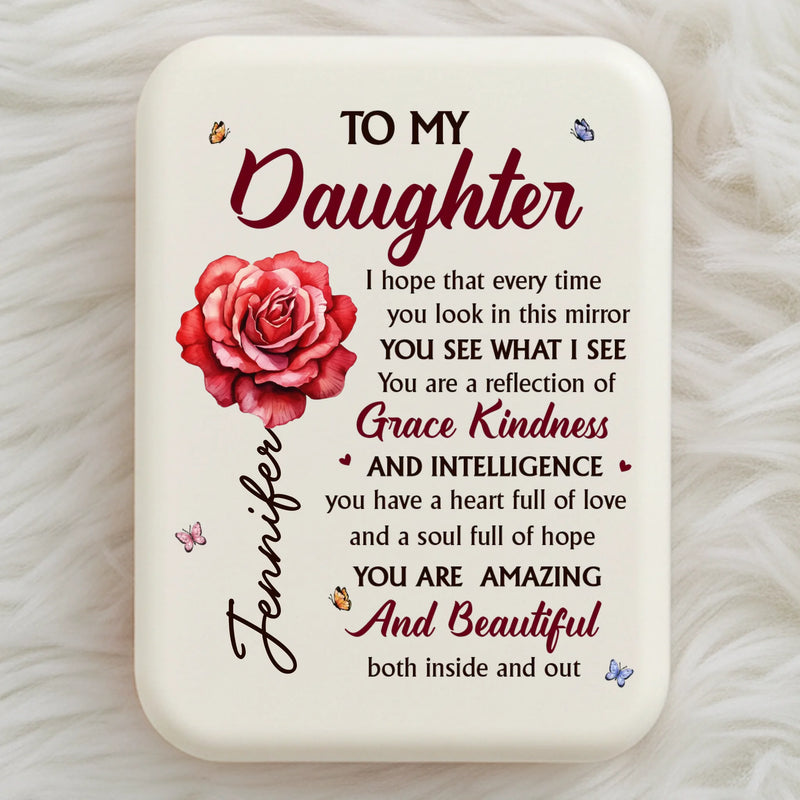 Custom LED Compact Makeup Mirror - Personalized Birthday Gifts For Daughter, Granddaughter - Daughter My Everyday Joy
