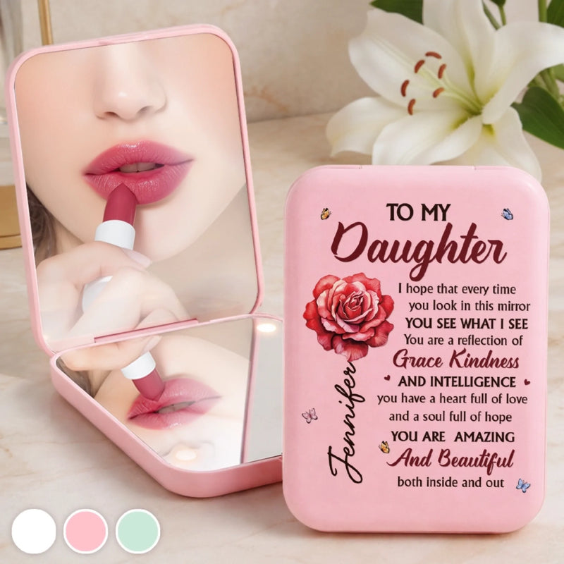Custom LED Compact Makeup Mirror - Personalized Birthday Gifts For Daughter, Granddaughter - Daughter My Everyday Joy
