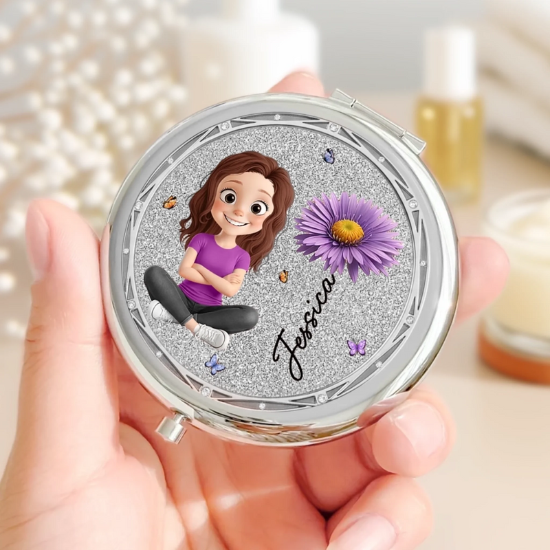 Custom Compact Mirror - Personalized Birthday Gifts For Daughter, Granddaughter - A Daughters Love Shines