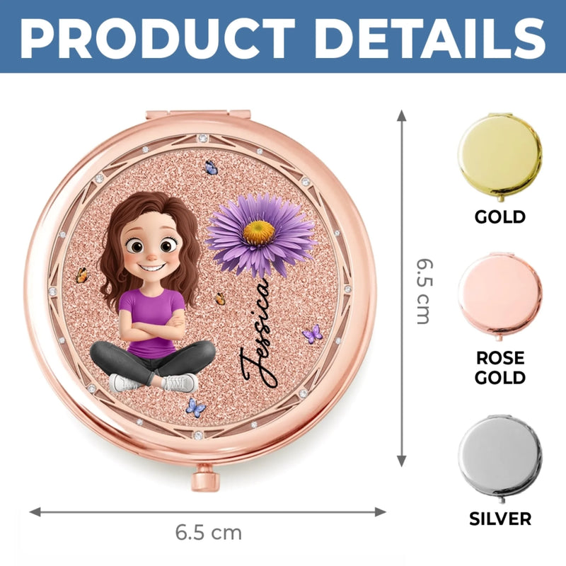 Custom Compact Mirror - Personalized Birthday Gifts For Daughter, Granddaughter - A Daughters Love Shines