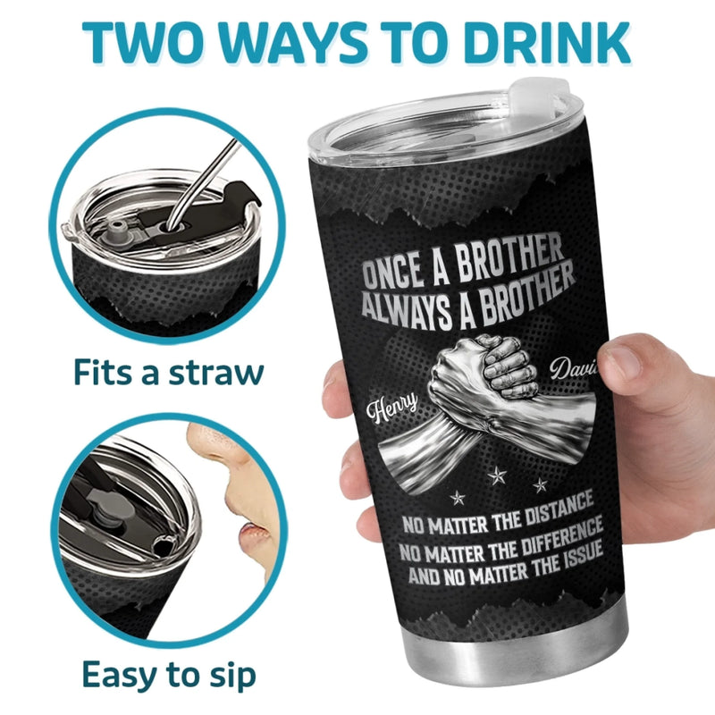 Custom Tumbler - Personalized Birthday Gifts For Brother - Brothers Stronger Than Time