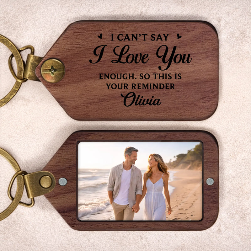 Custom Photo Wooden Keychain - Personalized Anniversary Wedding Gifts For Husband And Wife, Him And Her - Together We Keep Blooming