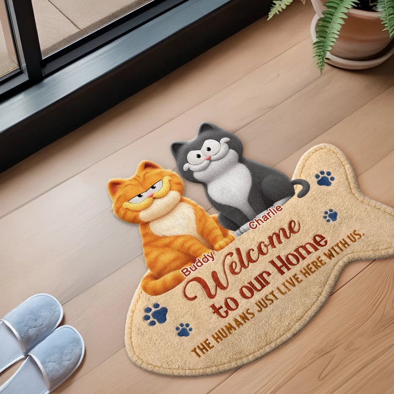 Custom Shaped Doormat - Personalized Birthday Gifts For Cat Lovers, Cat Mom And Dad - This Home Is Cat Owned