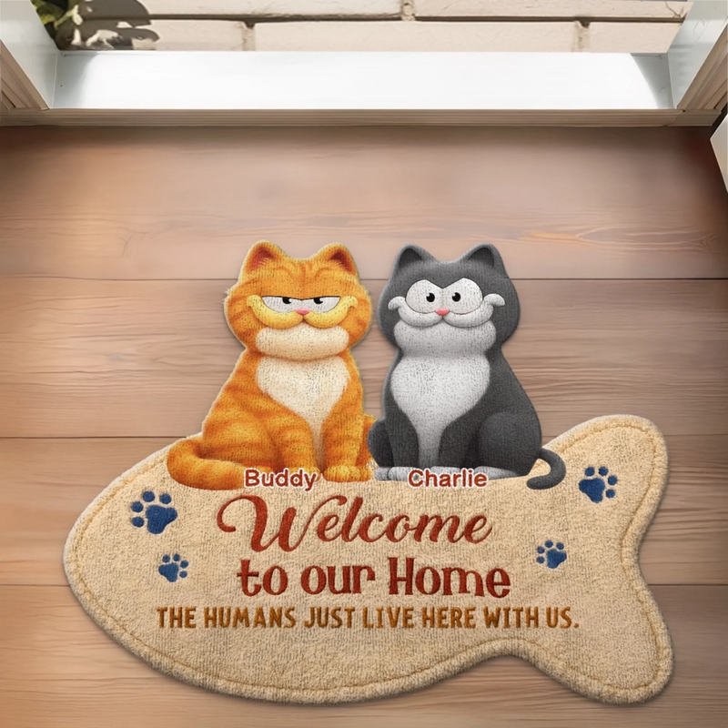 Custom Shaped Doormat - Personalized Birthday Gifts For Cat Lovers, Cat Mom And Dad - This Home Is Cat Owned