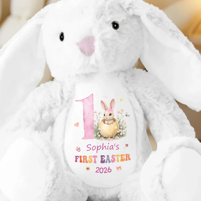 Bunny Kisses & Easter Wishes - Family Personalized Custom Easter Bunny Plush - Easter Gift For Baby Kids, Newborn Baby