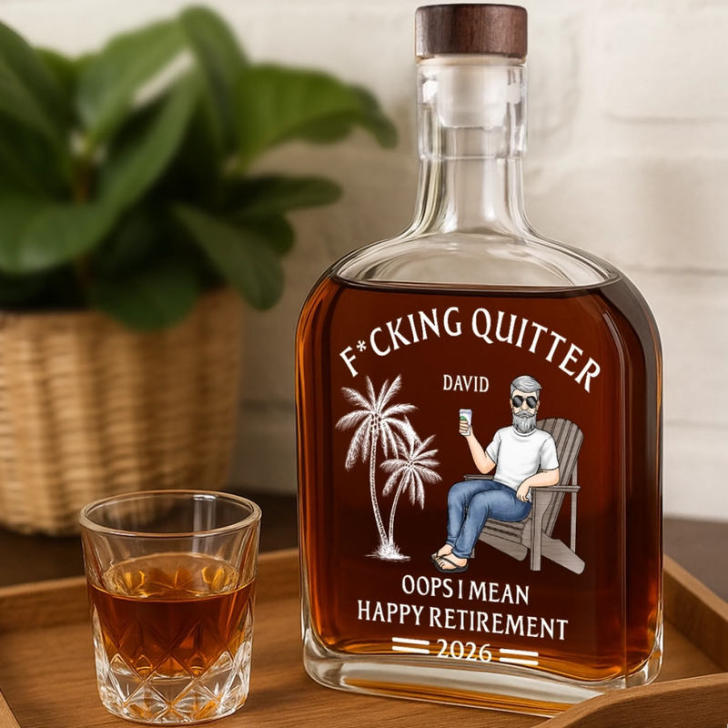 Officially Done - Coworker Personalized Custom Whiskey Bottle - Appreciation, Retirement Gift For Coworkers, Husband, Dad