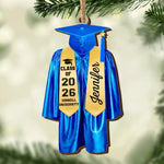 Caps Off To New Beginnings - Family Personalized Custom Ornament - Wood Custom Shaped - Christmas Gift, Graduation Gift For Family