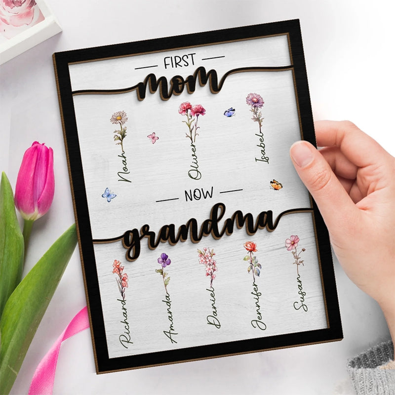 Custom 2-Layered Wooden Plaque - Personalized Mother's Day Gifts For Mom, Grandma - From First Love To Forever Love