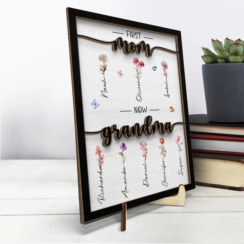 Custom 2-Layered Wooden Plaque - Personalized Mother's Day Gifts For Mom, Grandma - From First Love To Forever Love