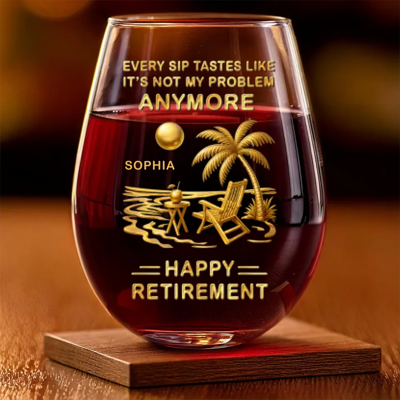 Custom Wine Glass - Personalized Retirement Gifts For Women, Men - Retirement Begins Anew