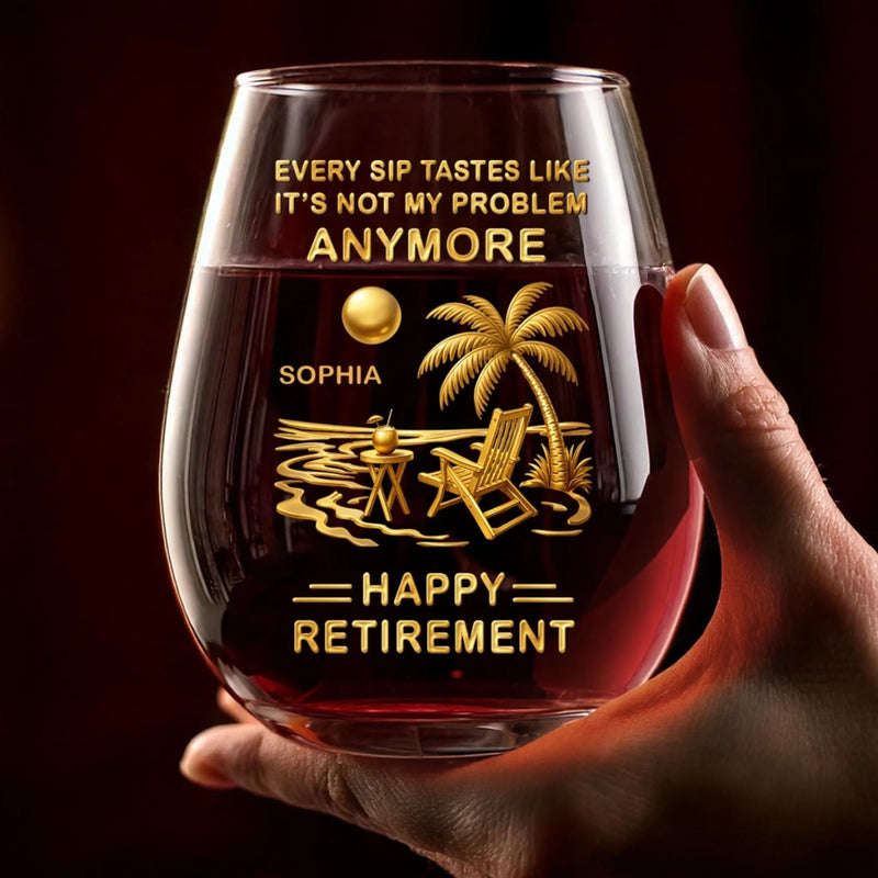 Custom Wine Glass - Personalized Retirement Gifts For Women, Men - Retirement Begins Anew