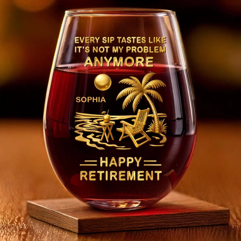 Custom Wine Glass - Personalized Retirement Gifts For Women, Men - Retirement Begins Anew