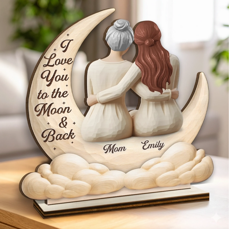 Custom 2-Layered Wooden Plaque - Personalized Mother's Day Birthday Gifts For Mom, Grandma - Always Loved, Always Held