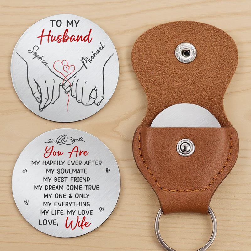 Custom Pocket Hug - Personalized Anniversary Wedding Gifts For Husband And Wife, Him And Her - Hearts Aligned Moving Forward