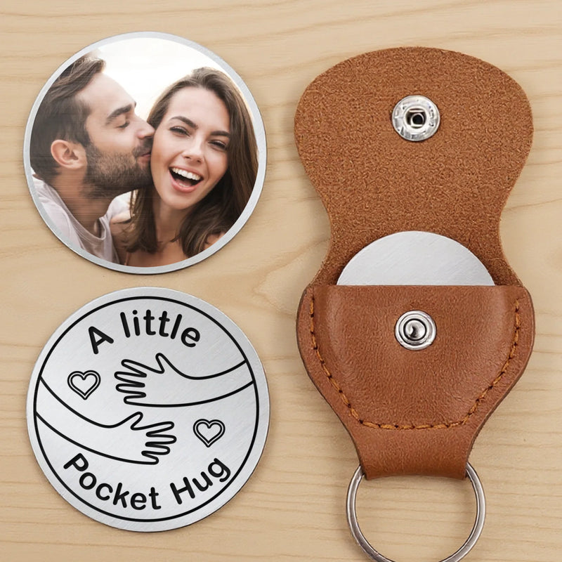 Custom Photo Keep A Hug With You, Always - Couple Personalized Custom Pocket Hug - Gift For Husband, Wife, Couple