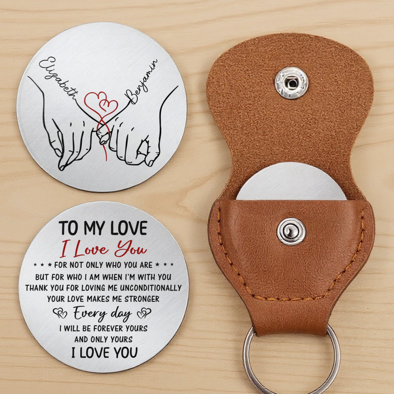 Custom Pocket Hug - Personalized Anniversary Wedding Gifts For Husband And Wife, Him And Her - Together Feels Calm And Right