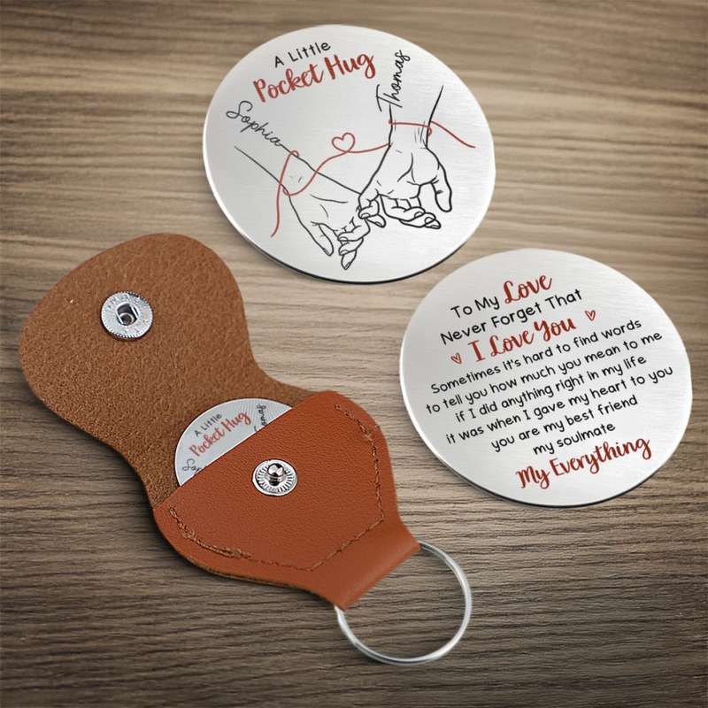 Custom Pocket Hug - Personalized Anniversary Wedding Gifts For Husband And Wife, Him And Her - With You I Breathe Easier