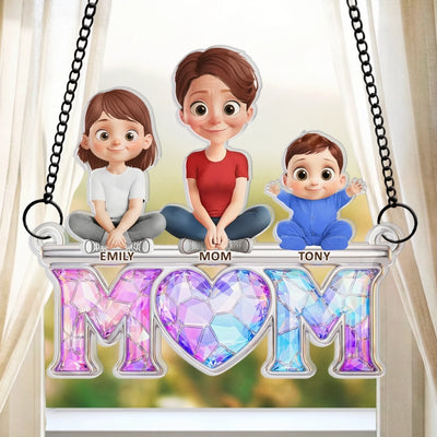 Custom Window Hanging Suncatcher Ornament - Personalized Mother's Day Birthday Gifts For Mom, Grandma - Mom Holds It All Together