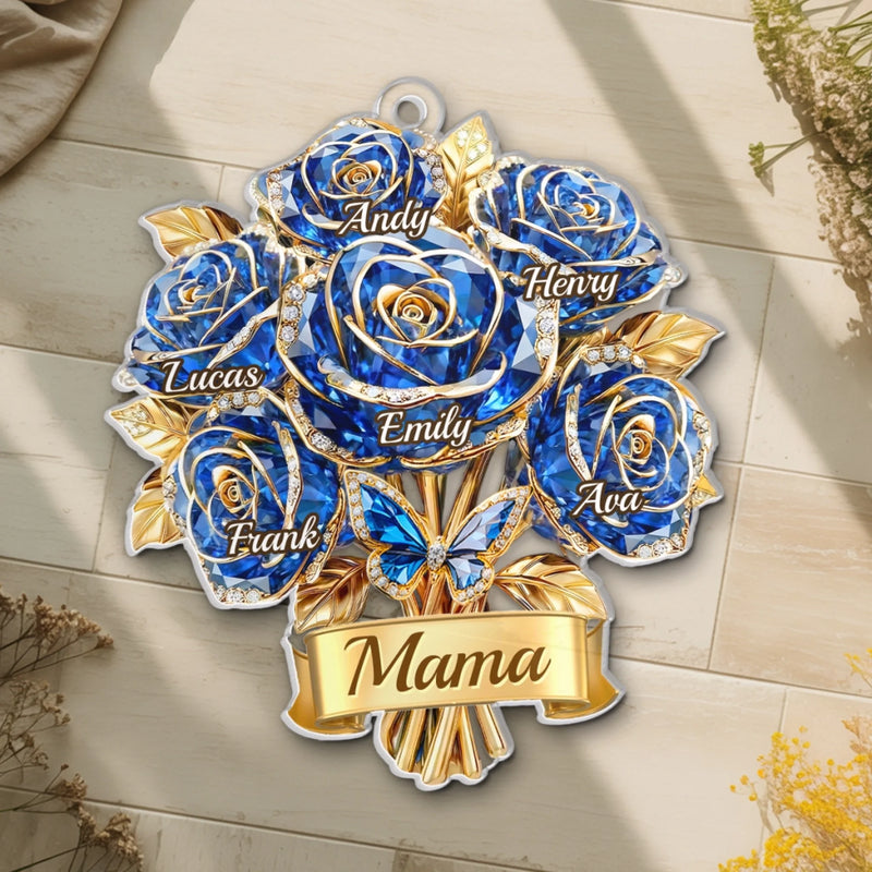 Custom Window Hanging Suncatcher Ornament - Personalized Mother's Day Birthday Gifts For Mom, Grandma - Forever Mama’s Garden