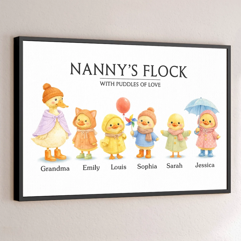 Custom Horizontal Poster - Personalized Mother's Day Birthday Gifts For Mom, Grandma - With All My Ducklings