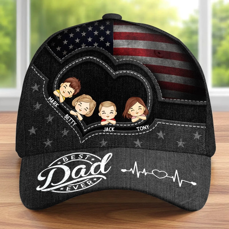 Custom Hat, All Over Print Classic Cap - Personalized 4th Of July Gifts For Dad, Grandpa - Strong And Free